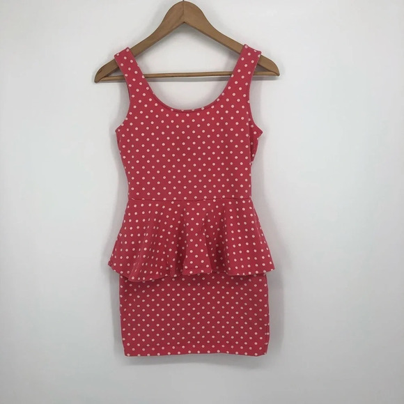 Pink stretchy tank mini dress with ruffle Medium - Picture 2 of 4